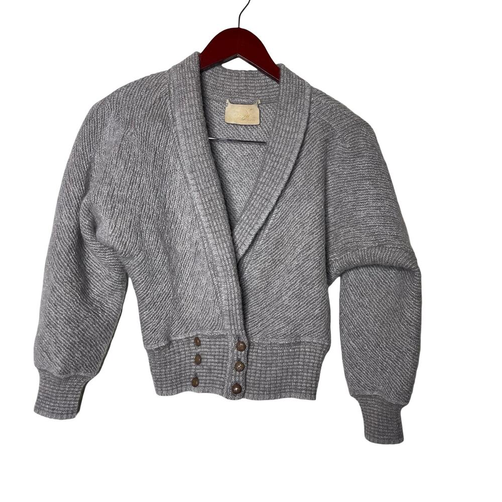 Bogner mohair wool blend crop cardigan puff sleeve 38 US 6